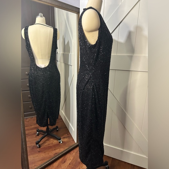 NWT Oh Polly Embellished Open-Back Midaxi Dress in Black - Picture 6 of 17